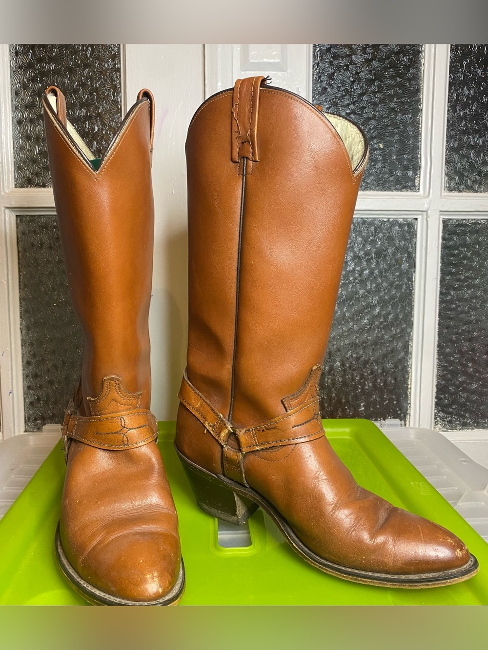 Acme Tan Leather Western Cowboy Boots